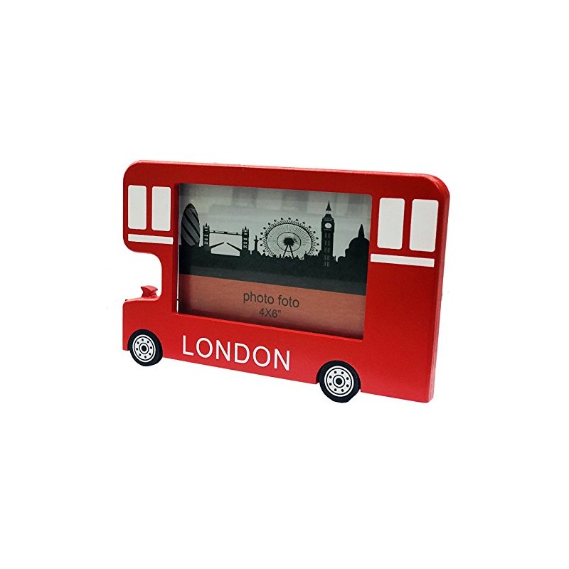 Wooden Bus Photo Frame London England Souvenir Gift 6X4 Inch