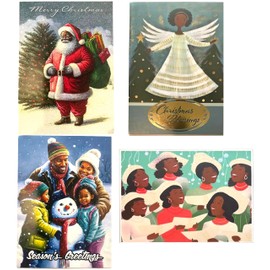36 African American Christmas Cards - Deluxe Premium Holiday Greeting Cards with Envelopes and Sentimental Message Inside - Foil and Glitter Finish