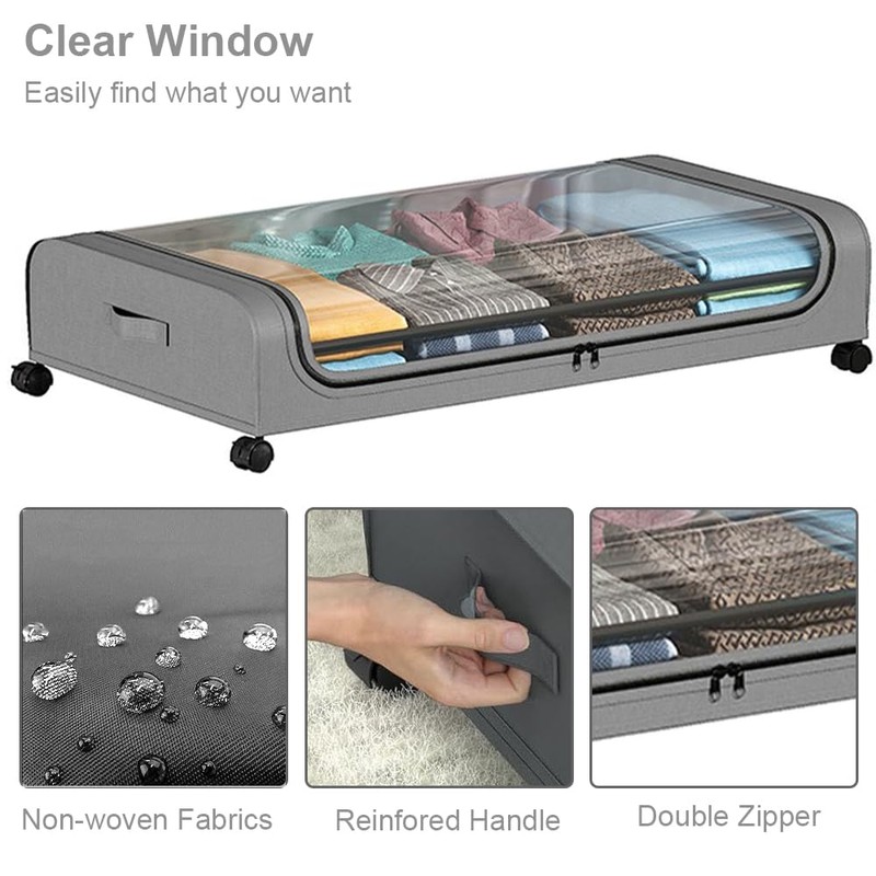 HHWRT Under Bed Storage Containers Wheels, Under Beds Storages Organizer,