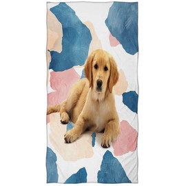 Zomer Microfibre Bath Towel 70 x 140 cm Beach Towels Printed with Golden Retriever Dog Motif Absorbent Beach Towel for Beach, Poolside & Beaches