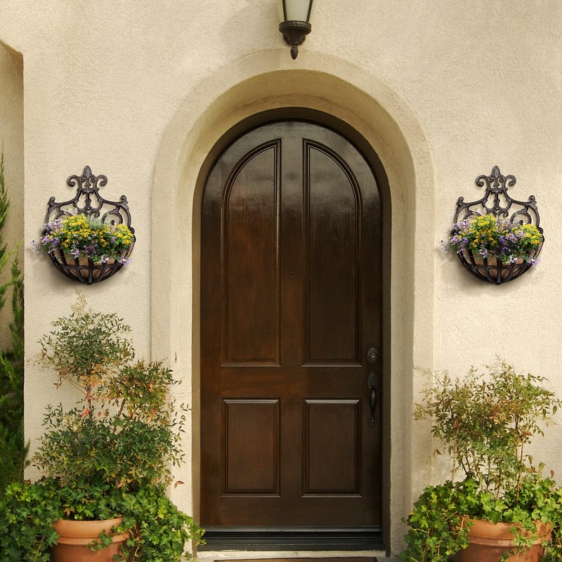 Sungmor 2PC Small Cast Iron Baskets, Heavy-Duty Wall Hanging Hollow