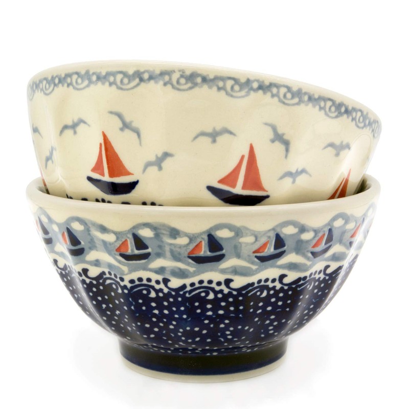 Bunzlauer Multi-Purpose Bowls 13.5 cm Ribbed Set of 2 (Decorative
