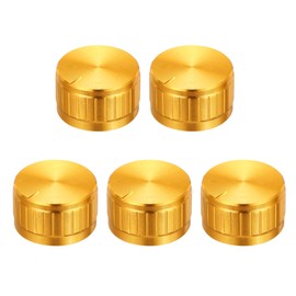 MECCANIXITY Potentiometer Control Knob 6mm D Type Shaft Electric Guitar Power Amplifiers Stereos, Bass 180 Degrees 6x30x17mm Aluminum Plastic Knobs Gold 5PCS