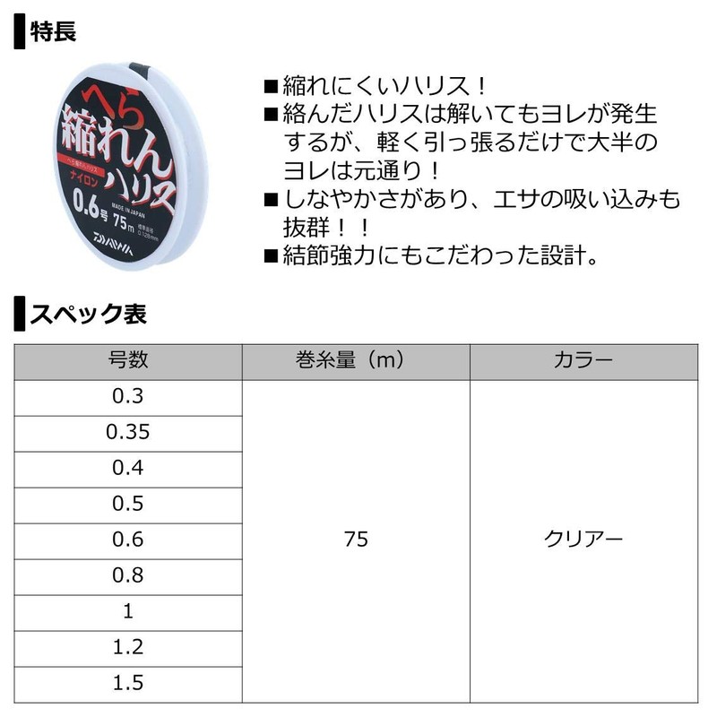 Daiwa Chijiren Harris C Nylon Line Spatula, No. 0.8, 275.4