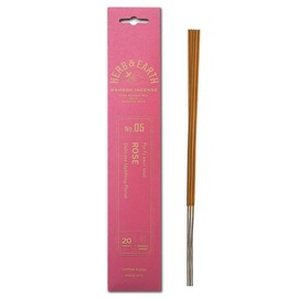 HERB & EARTH H&E Bamboo Incense - Rose- 20 Sticks by Nippon KODO, Japanese Quality Incense Since 1575