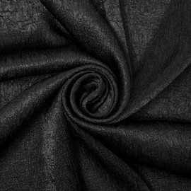 Shiny Shimmer Crinkle Satin Polyester 100 GSM Lightweight Fabric by The Yard - Black, 1 Yard