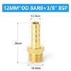 ERGAOBOY 5pcs 12mm OD Barb to 3/8" BSP Male Brass