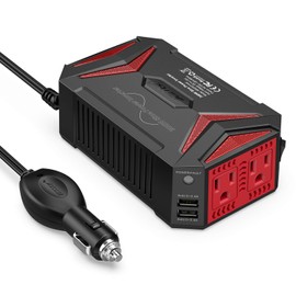 BESTEK Pure Sine Wave Power Inverter - 300W Car Plug in Charger Outlet DC 12V to 110V AC - Cigarette Lighter Adapter with 4.8A Dual USB Fast Charging Ports for Laptop - Aluminum Housing - Black