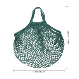 MECCANIXITY Cotton Mesh Bag, 15x13.8" Reusable Washable Mesh Net String Grocery Bags Organizer for Fruits Vegetables Shopping Dark Green