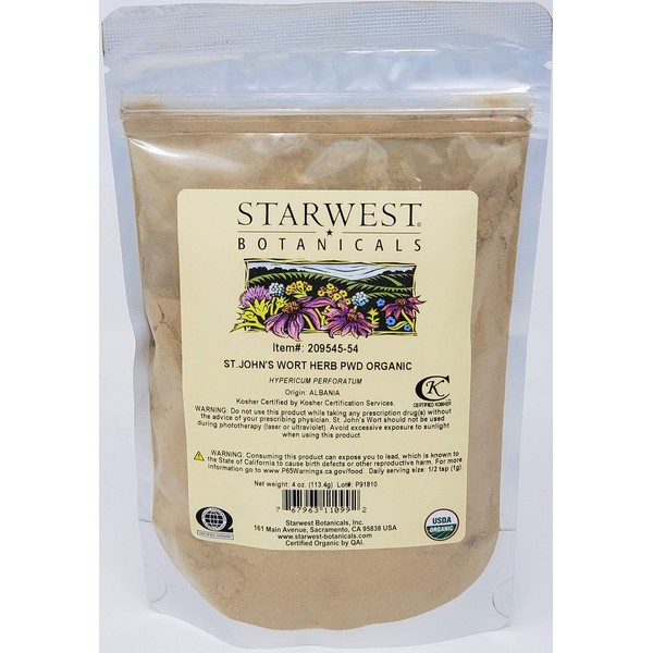 Organic St. John'S Wort Herb Powder - 4 Oz (113 G) - Starwest Botanicals