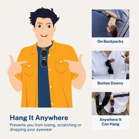 City Bred Wearable Magnetic Glasses Holder/Safe Keeper for Sunglasses, Eyeglasses/Use on Shirt Collar, Backpack, Purse, Bag, Pockets/Perfect for Travel & Every Day Use/Vegan Leather