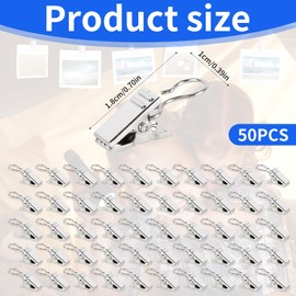 S Hooks for Hanging, 50-Pack Stainless Steel Curtain Clips, Multi-Purpose Clips for Party Lights, Tents, Curtains, Lanterns, Outdoor Decor, 2.4 inches Length