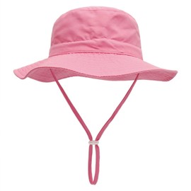 YANWANG Baby Children's Adjustable Bucket Sun Hat, UPF 50+ Sun Protection, Beach Hat for Toddlers, Boys, Girls, pink