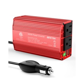 BESTEK 300W Power Inverter DC 12V to 110V AC, Durable Aluminum Housing Car Charger Adapter with 4.8A Dual USB Fast Charging Port, 32in Car Plug in Cigarette Lighter Outlet for Phone, Laptop