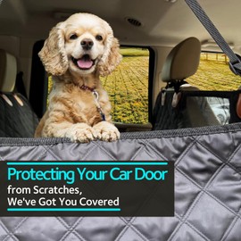 Mozzoom X-Large Waterproof Dog Car Hammock with Mesh Window, Scratchproof Back Seat Cover for Dogs, Durable Car Seat Protector for Trucks and SUVs (Black, 60" W x 64" L)