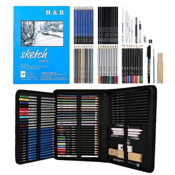 Calmind Kit de Arte para Dibujo 71 Piezas - Lápices,