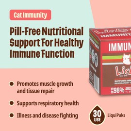 Licks Pill-Free Cat Immunity - Immune Support Cat Supplies - Respiratory Supplements - Health Supplies - Gel Packets - 30 Use