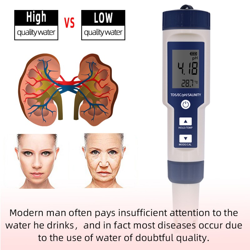 5 in 1 Water Quality Tester Digital Meter Water Quality