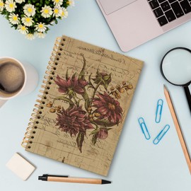 huester Vintage Botanical Floral Notebook Journal, Cottagecore Flower Aesthetic Journal Notebooks for Note Taking, Retro Floral Hardcover Spiral Notebook, 5.5x8.3 Inch 762-HL-Book