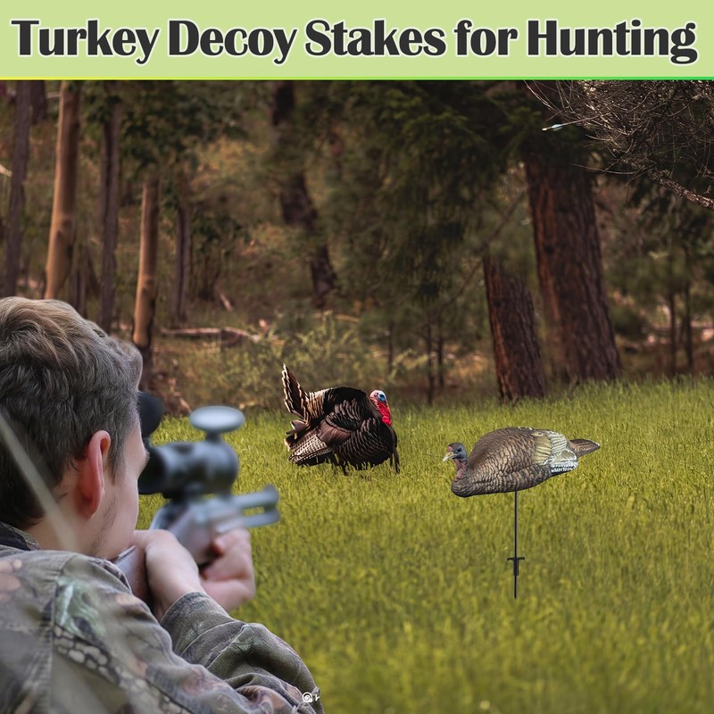 Archerest 2 Pcs Turkey Decoy Hunting Stakes, Portable Replacement Pole
