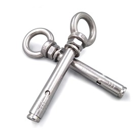 Preamer 5-Pack Eyebolt Bolt Stainless Steel Wall Concrete Brick Anchor Expansion Bolts Ring Screw Eyes, M6x70mm