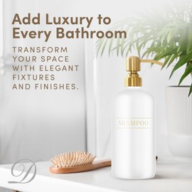 White Glass Shampoo Bottle | 16 oz Refillable Wall Mount Liquid Soap Dispenser with Waterproof Label for Every Bathroom | Single Product by Diversified Hospitality Solutions