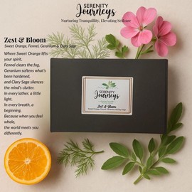 Serenity Journeys Zest & Bloom Soap Bar | Handmade | Vegan & Cruelty-Free | With Sweet Orange, Fennel, Geranium & Clary Sage | 120g