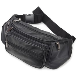 Marib select c535 Men's Genuine Leather Waist Bag, Body Bag, Lambskin Leather, Black, Gentleman's Bag, Hands Free
