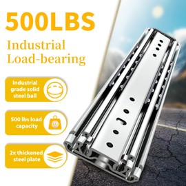 REGUDA Heavy Duty Drawer Slides Full Extension Locking Runners with Lock 16 18 20 22 24 26 28 30 32 34 36 38 40 Inch Side Mount Ball Bearing Rails 500 Lb (Load:500 lb (No Lock) -W:76mm, 24 inch)