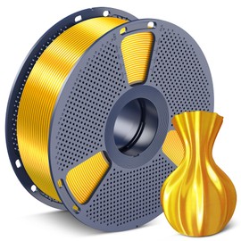 SUNLU Silk PLA Filament 1.75mm, Neatly Wound Shiny PLA 3D Printer Filament, Dimensional Accuracy +/- 0.02mm, Fit Most 3D Printers,Good Vacuum Packaging, 1kg Spool(2.2lbs), Silky Light Gold