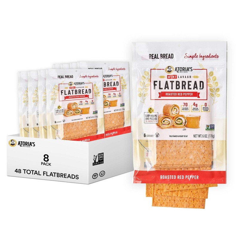Atoria's Family Bakery Mini Roasted Red Pepper Lavash Flatbread 8