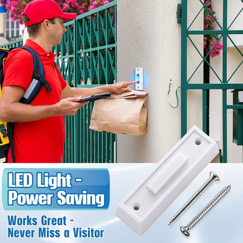 Saillong LED Lighted Doorbell Button Wired, Door Bell Ringer Push