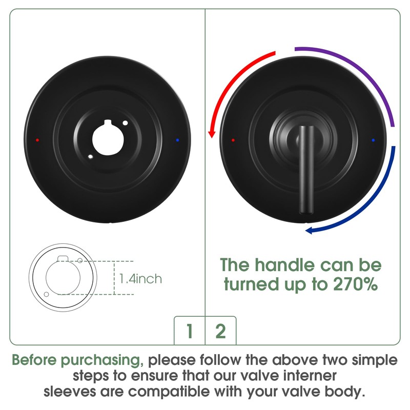 Shower Valve Handle for Moen T2901BL Gibson Shower Trim Kit,Matte