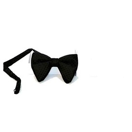FERUCCI Mens Oversized Bow Tie - Tuxedo Black Silk Bowtie with Black Polka Dot big bow tie (one size)