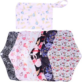 Compresas Higiénicas Lavables 7 Piezas de Fibra de Bambú Bolsa Toallas Sanitarias Reutilizables para Mujeres Posparto E Incontinencia