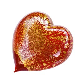 MyItalianDecor Murano Glass Red Heart Sculpture, Blown Glass Holiday Decor, Real 24K Gold Foil, Handmade in Murano, Italy