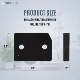 Nispira 9164761 Plinth Filter Replacement Compatible With Miele T1 Heat Pump Tumble Dryers TMB540WP TKS850WP TKG840WP TKS650WP TKB150WP TKG450WP TCJ680WP TCE520WP, 4 Packs