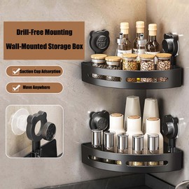 JORMEY Corner Shower Rack - Three-Piece No-Drill Corner Shelf Set, Wall-Mounted Bathroom Storage Rack, Suitable for Bathrooms and Kitchens, with Drain Hole and Removable Plastic Shelves(3pcs)