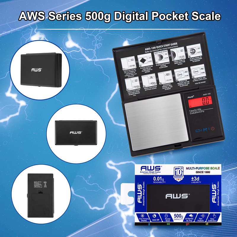 American Weigh Scales Aws SeriesDigital Pocket Scale, Modern, Lightweight, Dim