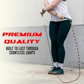 Elite Jumps - Do Hard Things Edge Beaded Jump Rope - For All Ages - Durable & Lightweight - 10ft Long Adjustable Rope - Tangle-Free - Shatterproof 1” Beads - Long Edge Handles - Arctic