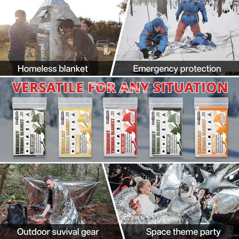 SecuCaptain Survival Emergency Thermal Blankets: 75 Pack Extra Large 84”