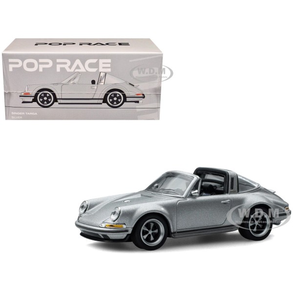 Pop Race SINGER TARGA CONVERTIBLE SILVER 1/64 DIECAST MODEL BY