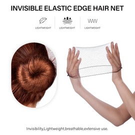 100Pcs Brown Hair Nets for Women, 20 Inches 50cm Hair Net Comfortable Invisible Long Lasting Elastic Lightweight Hair Nets for Ballet Bun Girls and Women Men (100Pcs,Brown)
