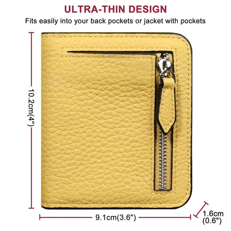 GADIEMKENSD Small Wallet Top Grain Leather RFID Blocking Mini Bifold