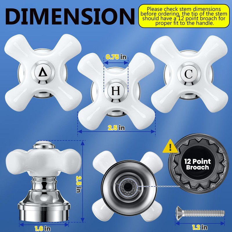 Enhon 3 Pcs Porcelain Handle Set, Compatible with Price Pfister
