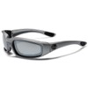 Choppers Padded Bikers Sport Sunglasses SILVER MIRRORED