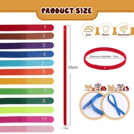 Coptiner Pack of 12 Puppy Collars Kitten Collars Puppy ID Collars Multicoloured Nylon Newborn Pet Collars for Breeders Adjustable Identification Bands for Newborn Pets (35 cm)