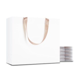 White Gift Bags Large Size, YACEYACE 20Pcs 12.5"x4.5"x11" Large Gift Bags Bulk White Paper Shopping Bags with Handles Bulk White Paper Gift Bags Wedding Bags Shopping Bags Boutique Bags Retail Bags
