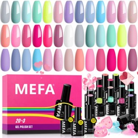 MEFA Juego de 23 esmaltes de uñas de gel, color rosa intenso pastel, verde salvia, azul, algodón, colores caramelos, para todas las estaciones, kit...