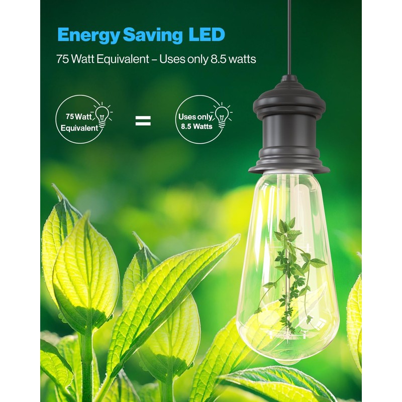 Sunco 12 Pack Vintage LED Edison Bulbs, 75W Equivalent 8.5W,